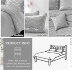 Grey and Silver Comforter Set Twin Size Metallic Print Geometric Bedding Set Lightweight Microfiber Comforter for Teen Girls Boys Women (1 Pillow Sham + 1 Decorative Pillow Sham)