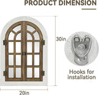 Window Mirrors for Wall Decor -White Arched Wall Mirror Farmhouse Wall Decor Wood Frame Decorative Wall Mirrors Like Window for Bedroom, Living Room, Entrance, Dining Room