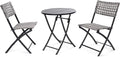 BACKYARD EXPRESSIONS PATIO · HOME · GARDEN 3 Pc 3 Piece Folding Outdoor Bistro, Wicker Furniture Table and Chairs for Garden, Backyard, Porch, Patio Conversation Set, Grey/Black