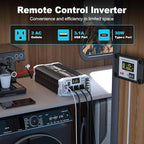 2000 watt Pure sine Wave Inverter, 12V DC to 110V AC Power Inverter, Used for Solar Emergency Power Supply in RV Homes, with 3 AC Output sockets, USB Port, Type-C Port, Remote Control with LCD Screen