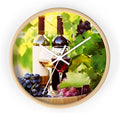 Mozingo ~ Wine Clock for Kitchen Bar Wall It's Wine O'clock Silent Time Gift Home Decor Made In USA, 10" (Hour Marks - None, Clock Frame Color - Natural Wood, Wine Theme #03)
