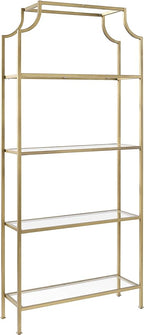 Crosley Furniture Aimee Etagere Bookcase - Gold and Glass