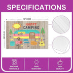 Feelyou Camper Placemat for Kitchen Dining Table 18"x12" Happy Camping Placemats Set of 4 Decor Rustic Wooden RV Camping Table Place Mats Cartoon Camping Car Indoor Outdoor Decor Table Mats