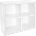 ClosetMaid Bookshelf with 4 Shelf Tiers, Adjustable Shelves, Tall Bookcase Sturdy Wood & 4 Cube Storage Shelf Organizer Bookshelf with Back Panel, Easy Assembly, Wood, White Finish