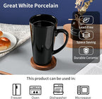 BYCNZB 16oz black Funnel Ceramic Tall Coffee Mugs for Coffee, Tea, Cocoa, Latte, Milk set of 4(Black)