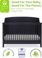 Delta Children Campbell 6-in-1 Convertible Crib - Greenguard Gold Certified, Midnight Grey