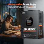 LiTime 5000W Solar Inverter Charger, 48V DC to 120V AC Pure Sine Wave Inverter, Parallel Split-Phase for 240V, Build in 100A MPPT Solar Charger Controller for Home Backup, Off-Grid, Farm