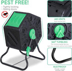 F2C 18.5 Gallon Compost Tumbler Compost Bin All-Season Outdoor BPA Free Single Rotating Chamber Composters w/ 2 Sliding Doors and Solid Steel Frame