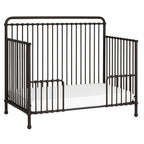 Namesake Winston 4-in-1 Convertible Metal Crib in Washed White, Greenguard Gold Certified
