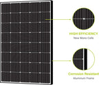 Newpowa 250W Solar Panel Monocrystalline for 12V 24V Norminal System with High-Efficiency Voltage Boost 15V Cells Works Best with MPPT Controller Charger Off-Grid for RV Marine Boat 250 Watts