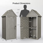 ONBRILL Multifunctional Storage Shed, Outdoor Storage Cabinet with Hooks and Lock Ring, Waterproof Outdoor Storage Shed for All Weather, Tool Outdoor Shed for Patio Lawn and Garden