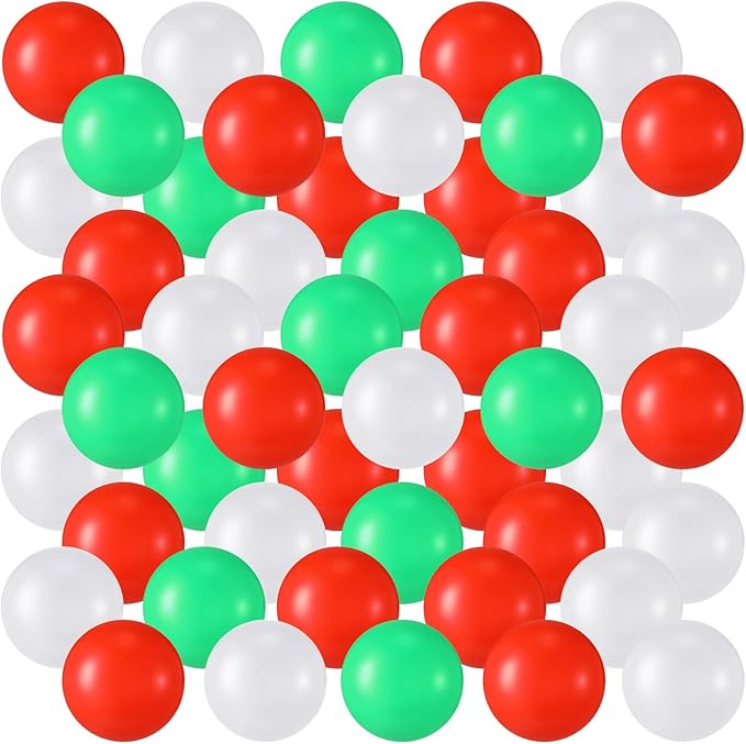 Shappy 180 Pcs Soft Plastic Balls for Toddlers, Crush Proof Ocean Balls Reusable for Photo Booth Props Play Tent Swimming Pool Party Holiday Decoration(Green, Red, White)