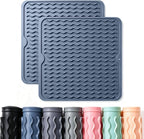 2 Pack Caketime Silicone Dish Drying Mat for Kitchen Counter Multiple Usage for Baking Cooking Grilling Under Sink Office Coffee Accessories Apartment Appliances Pioneer Woman Stuff 12"x12" Blue