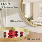30 Inch Round Bathroom Mirror - Wall Mounted Circle Mirror with Metal Frame, Modern Mirror Suitable for Bathroom, Vanity, Entryway, Living Room, Wall Decor,Gold