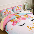 NTBED Unicorn Twin Comforter Set with Sheets,5 Pieces Kids Bedding Sets for Girls, Lightweight Microfiber Star Rainbow Bed in a Bag