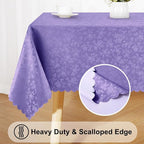 Smiry Round Waterproof Heavy Duty Vinyl Tablecloths, 70 x 70 Inch | Wipeable Washable Floral Embossed Table Cover for Kitchen and Dining Room, Indoor & Outdoor Use, Purple