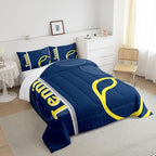 Feelyou Kids Tennis Comforter Set King Size Tennis Sports Bedding Set for Boys Girls Teens Bedroom Decor Tennis Gaming Comforter Blue Yellow Tennis Lovers Duvet Set with 2 Pillow Case