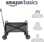 Amazon Basics Collapsible Folding Heavy Duty Utility Wagon for Outdoor Sports, 265 pounds Weight Capacity, Camping, Garden, and Shopping, 27.6 x 40.9 x 20 inches, Gray