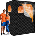 Home Sauna Portable, Upgraded Extra Large 2 Person Sauna Box with 2x3L 1300w Steamer, 2 Big Folding Chair, 9 Levels Heat, Timer,Remote Control - Steam Sauna Room Tent for Home Spa 71”x 49”x 35”, Black