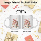 JINYO Coquette Pink Bow Books Mug, Book Coffee Cup, Reading Mugs for Book Lovers, Gifts for Readers Books Lovers Women, Bookish Bookworm Gifts for Women, Ceramic Coffee Tea Mug 11 oz