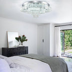 21 Inch Crystal Chandeliers with Remote Control LED Chandelier Modern Mount Flush Mount Chandelier Ceiling Light Fixtures for Bedroom Living Room Dining Room(Dimmable)