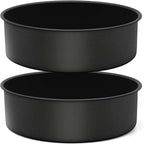 P&P CHEF 9.5 Inch Cake Pan Set, 2Pcs Non-stick Round Baking Cake Pans Tins | Stainless Steel Core & Nonstick Coating, Good for Baking Layer Tier Cakes for Birthday Wedding, Deep Side & One-piece Design