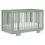 Babyletto Yuzu Convertible All-Stages Bassinet, Midi, Full-Size Crib in Light Sage, Greenguard Gold Certified, Portable & Adjustable with Conversion Kits and Pads Included