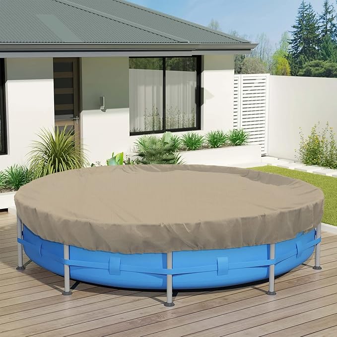 ECOOPTS 6 ft Round Pool Cover for Above Ground Pools, Swimming Pool Cover Protector Winter Safety Cover (Sand)