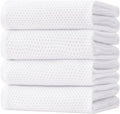 Homaxy 100% Cotton Oversized Waffle Weave Kitchen Towels 4-Pack, White | 20 x 28 Inches, Ultra Soft Absorbent Dish Towels, Quick Drying Large Cleaning Towels