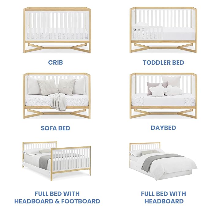 Delta Children Tribeca 4-in-1 Baby Convertible Crib, Bianca White/Natural