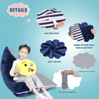 Stuffed Animal Storage Bean Bag Chair Cover, Velvet Canvas Blue Denim Plush Toy Storage Stuff and Sit Seat for Kids/Teens/Adults, 52" x 31" Extra Large Triangle Sofa, 200L/52Gal, Cover Only
