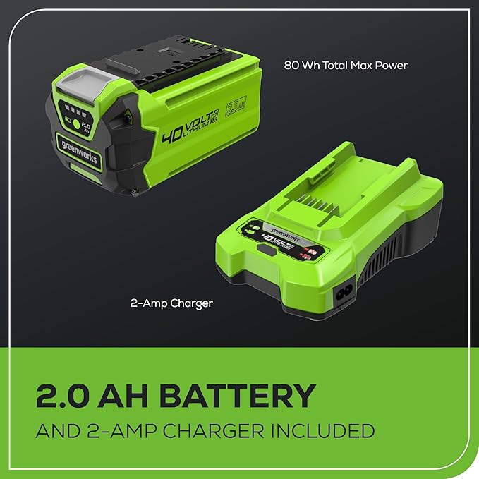 Greenworks 40V Lawn Care Combo Kit, Trimmer & Blower for Edging & Leaf Cleanup, 2.0Ah Battery & Charger (Gas-Free Yard Duo)