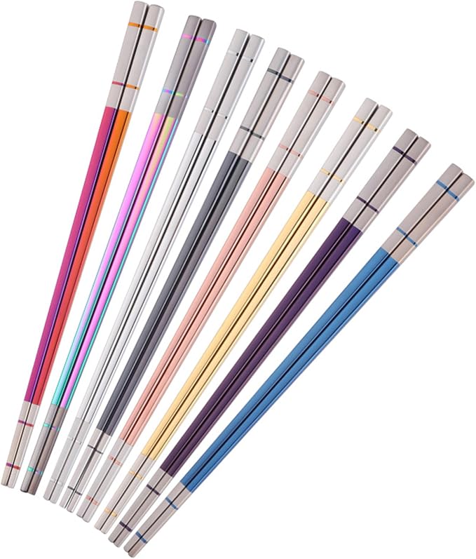 Reusable Stainless Steel Chopsticks,Dishwasher Safe , Easy to Use(5 PCS,Silver)