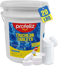 PROFELIZ Chlorine Tablets 3 Inch for Swimming Pools, Kills Bacteria and Stops Algae, Slow Dissolving,Exclusive Protective Packaging,Pool Chlorine Tablets,20lbs