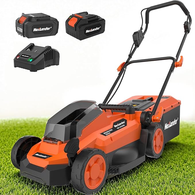 Maxlander Lawn Mowers/4.0 Ah Battery, 13 Inch Electric Lawn Mower Cordless, 20V 2-in-1 Battery Powered Lawn Mower with Brushless Motor, 5-Position Height Adjustment, Battery and Charger Included