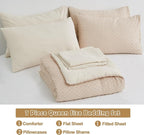 Queen Size Kids Comforter Set for Girls 7 Piece Beige Boho Tufted Kids Bedding Set for Boys Bed in A Bag Quilt Set with 1 Comforter,1 Flat Sheet, 1 Fitted Sheet, 2 Pillowcase and 2 Pillow Sham