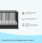 Graco Teddi 5-in-1 Convertible Crib with Drawer (Black) – GREENGUARD Gold Certified, Crib with Drawer Combo, Full-Size Nursery Storage Drawer, Converts to Toddler Bed, Daybed and Full-Size Bed