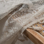 Sutuo Home Beige Boho Curtains for Bedroom Kid's Room,Bohemian Crochet Floral Embroidery Sheer Lace Curtains With Tassels Vintage Rustic Window Treatment Country Drape Rod Pocket 1 Panel 59" W x 90" L