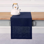 Solino Home Linen Navy Table Runner 90 Inches Long - 100% Pure Linen 14 x 90 Inch Table Runner for Dining, Fall, Autumn, Thanksgiving - Fete