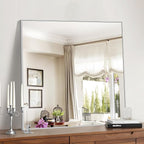 Silver Bathroom Mirror for Wall, 30x30 Inch Rectangle Mirrors with Metal Frame, Modern Vanity Wall Mirror Decor for Bathroom Living Room, Entryway Hangs Horizontal or Vertical