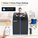 Giantex Portable Steam Sauna, Personal Therapeutic Sauna for Detox, Temperature & Timer Adjustable, 800W Sauna Box Spa w/Chair, 3L Steamer,Massage Roller,Mat,Remote Control, Home Sauna Tent (Black)