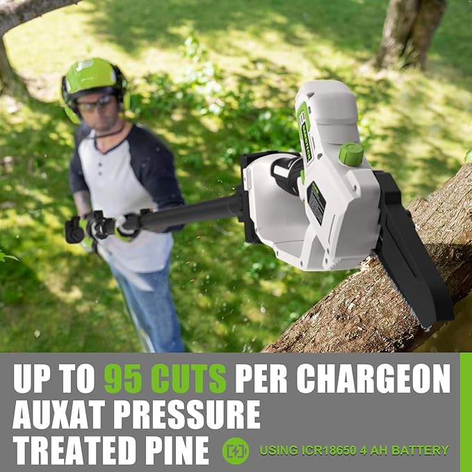 Gardtech 20V MAX* Brushless Cordless Pole Saw + 6 Inch Mini Chainsaw Cordless, 99-inch Max Reach & Multi-Angle for Tree Branches Pruning, Wood Cutting(2.0Ah Battery and Charger Included)
