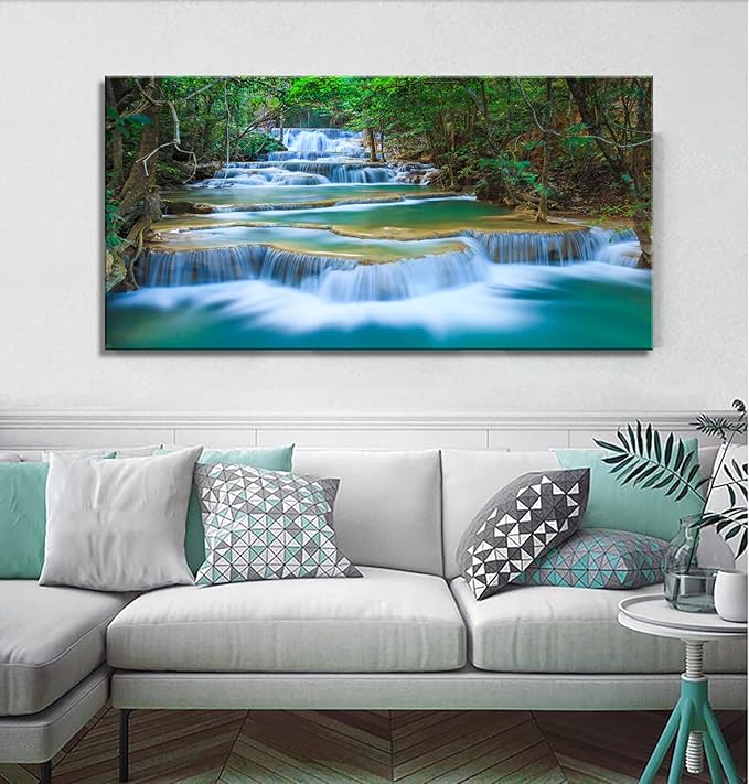 DZL Art S75275 Canvas Prints Wall Art Forest Waterfall Landscape Forest Scenery Painting Nature Wilderness Photography for Living Room Bedroom Bathroom Home Office Decor