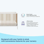 Graco Teddi 5-in-1 Convertible Crib (White with Driftwood) – GREENGUARD Gold Certified, Converts to Daybed, Toddler & Twin Bed with Headboard and Footboard, Adjustable Mattress Height