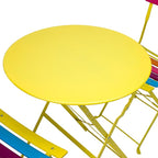 Alpine Corporation MSY114A Rainbow Metal Bistro Set w Two, Table: 24" L x 24" W x 28" H Chair: 16" L 18" W x 32" H
