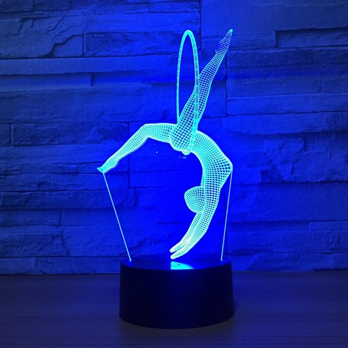 Gymnastics 3D Optical Illusion Lamp 7 Colors Change Timing Remote Control and Touch Button LED Table Desk Lamp for Home Bedroom Decoration