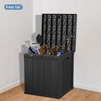 50 Gallon Deck Box, Resin Outdoor Indoor Waterproof Storage Box, Lockable Storage Box With Handle for Patio Furniture - Garden Tools - Swimming Pool Tools UV-Resistant, Black