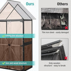 Sheds Outdoor Storage,Garden Shed with Metal Frame Structure and Adjustable Shelves,Large Capacity Storage Tool Cabinet Box for Backyard Garden Patio Lawn (Dark Brown)