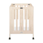 Babyletto Origami Mini Portable Crib Folding with Wheels in Washed Natural, 2 Adjustable Mattress Positions, Greenguard Gold Certified