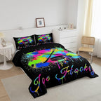 Feelyou Kids Ice Hockey Comforter Set Queen Size Gaming Sports Bedding Set for Boys Girls Teens Bedroom Decor Ice Sports Games Tie Dye Comforter Hockey Player Duvet Set with 2 Pillow Case